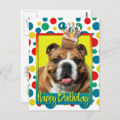 誕生日カップケーキ – ブルドッグ – ダーク ポストカード (正面/裏面)