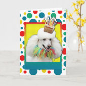 誕生日カップケーキ – プードル – 白 カード (黄色い花)