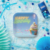 誕生日カップケーキ ペーパープレート (パーティー)