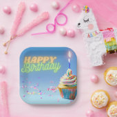 誕生日カップケーキ ペーパープレート (パーティー)