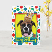 誕生日カップケーキ – ボクサー – ビンディ カード (黄色い花)