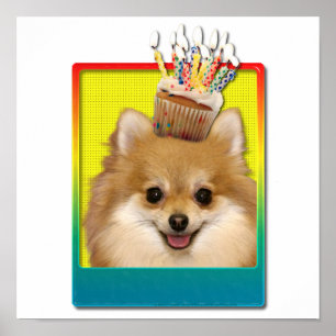誕生日カップケーキ – ポメラニア犬 ポスター