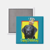 誕生日カップケーキ – ラブラドール – 黒 – ゲージ マグネット (正面/裏面)