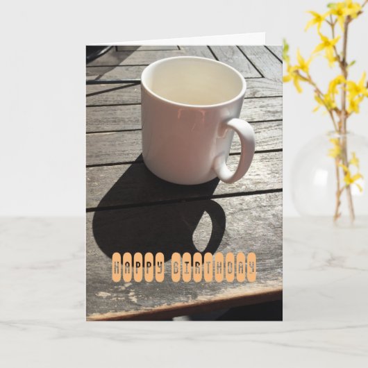誕生日カップ付きコーヒーグリーティングカード カード (黄色い花)