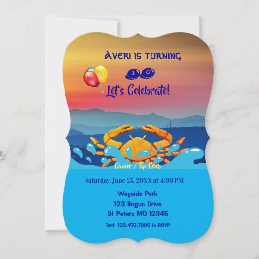 誕生日カニのシンボル/がん(6月21日~7月22日) I 招待状 (正面)