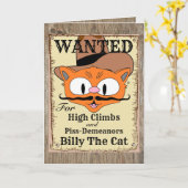 誕生日カユーモアのあるードアウトローグカウボーイキャット カード (黄色い花)