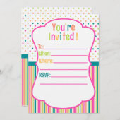 誕生日カラフルの招カスタム待 招待状 (正面/裏面)