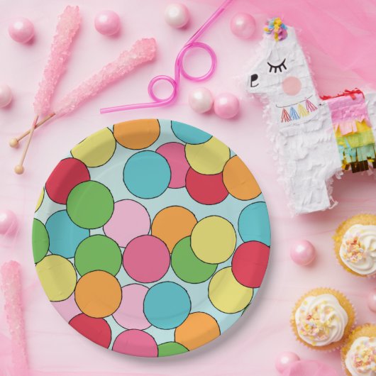 誕生日カラフルガンボールのテーマパーティーガンボールパーティー ペーパープレート (パーティー)