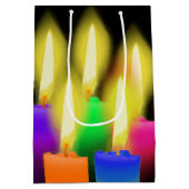 誕生日カラフルキャンドルオンブラック ミディアムペーパーバッグ (裏面)