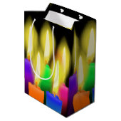 誕生日カラフルキャンドルオンブラック ミディアムペーパーバッグ (裏面アングル)