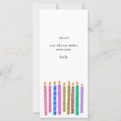 誕生日カラフルキャンドルブラック&ホワイトフラットカード (裏面)