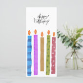 誕生日カラフルキャンドルブラック&ホワイトフラットカード (スタンド正面)