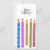 誕生日カラフルキャンドルブラック&ホワイトフラットカード (正面)