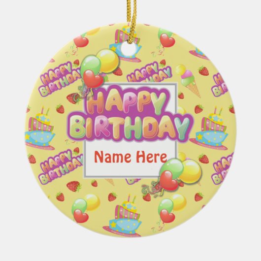 誕生日カラフルスイーツ セラミックオーナメント (正面)