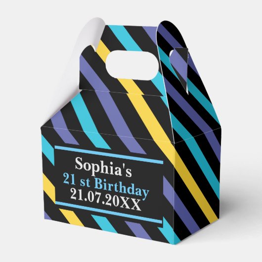誕生日カラフルストライプのモノグラム名 フェイバーボックス (裏面サイド)