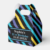 誕生日カラフルストライプのモノグラム名 フェイバーボックス (正面サイド)