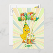 誕生日カラフルチキン漫画 ポストカード (正面/裏面)