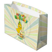 誕生日カラフルチキン漫画 ラージペーパーバッグ (裏面アングル)