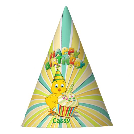 誕生日カラフルチキン パーティーハット (正面)