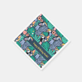誕生日カラフルトロピカルトゥーカンバード スタンダードカクテルナプキン (角)