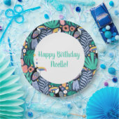 誕生日カラフルトロピカルトゥーカンバード ペーパープレート (パーティー)