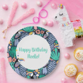誕生日カラフルトロピカルトゥーカンバード ペーパープレート (パーティー)
