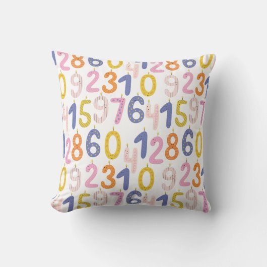誕生日カラフルナンバーキャンドル クッション (正面)