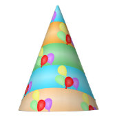 誕生日カラフルバルーンパターン パーティーハット (正面)