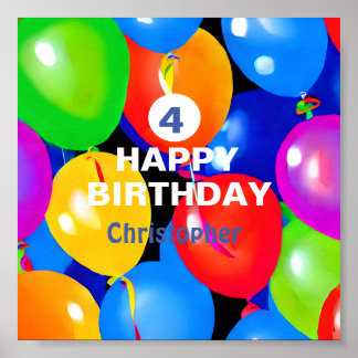 誕生日カラフルバルーン ポスター