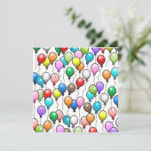 誕生日カラフルバルーン 招待状 (スタンド正面)