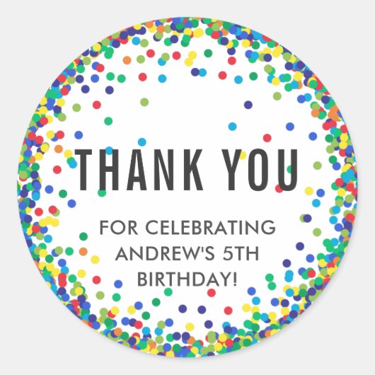 誕生日カラフルパーティーありがとうシール ラウンドシール (正面)