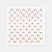 誕生日カラフルパーティーのかわいいユニコーン柄 スタンダードカクテルナプキン (正面)