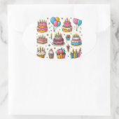 誕生日カラフルパーティーのシール» 楕円形シール (バッグ)