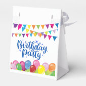 誕生日カラフルパーティーのバナーとバルーン フェイバーボックス (裏面サイド)