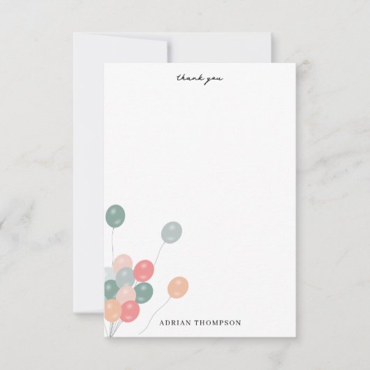 誕生日カラフルパーティーの吹き出モダンし サンキューカード (正面)