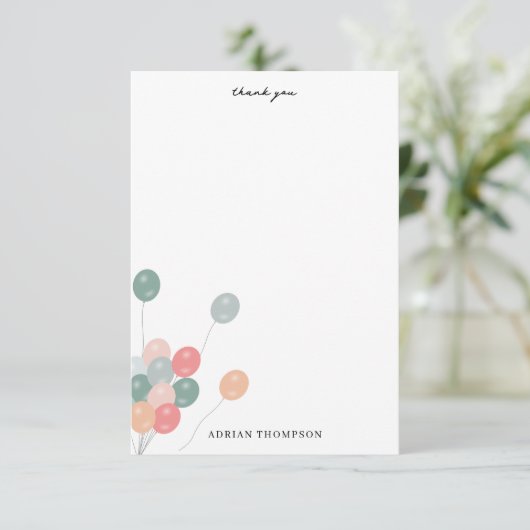 誕生日カラフルパーティーの吹き出モダンし サンキューカード (スタンド正面)