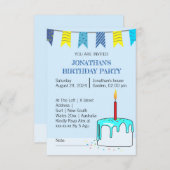 誕生日カラフルパーティーの招待子供へ (正面/裏面)