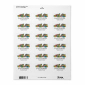 誕生日カラフルパーティー差出人住所 ラベル (フルシート)