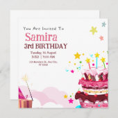 誕生日カラフルパーティー招待カード 招待状 (正面/裏面)