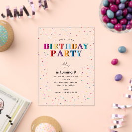 誕生日カラフルパーティー紙吹雪誕生日 アクリル招待状