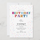 誕生日カラフルパーティー紙吹雪誕生日 招待状 (正面)