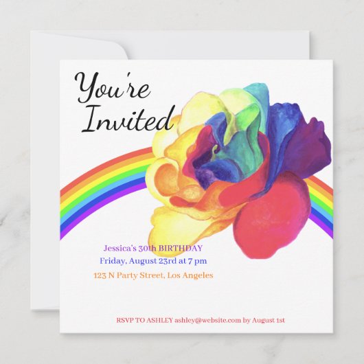 誕生日カラフルパーティー 招待状 (正面)