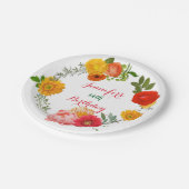 誕生日カラフルフローラリース ペーパープレート (アングル)