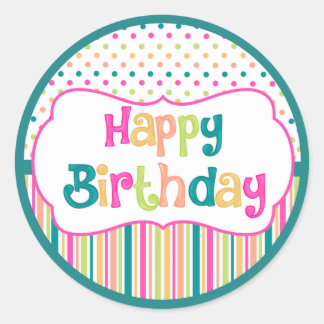 誕生日カラフルラウンドスティッカー ラウンドシール