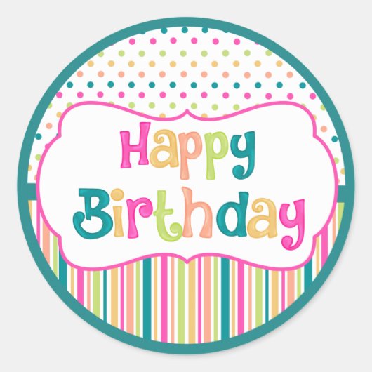 誕生日カラフルラウンドスティッカー ラウンドシール (正面)