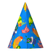 誕生日カラフルラベバードオウム鳥テーマパーティー パーティーハット (裏面)