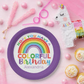 誕生日カラフルレインボパーソナライズされたーキッズ ペーパープレート (パーティー)