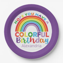 誕生日カラフルレインボパーソナライズされたーキッズ ペーパープレート