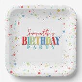 誕生日カラフル紙吹雪お洒落書道 ペーパープレート (正面)