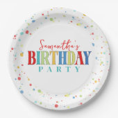誕生日カラフル紙吹雪お洒落書道 ペーパープレート (正面)